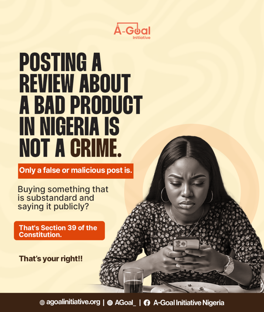 Posting a review about a bad product in Nigeria is not a crime